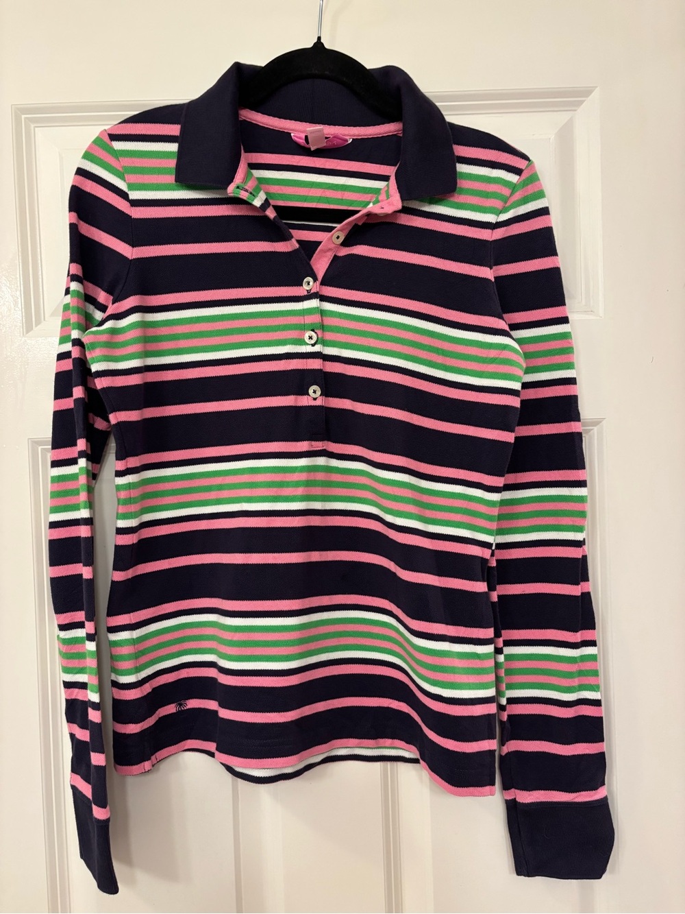 Lilly Pulitzer Preppy Stripe Button-Down Polo size M